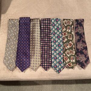 Tommy Hilfiger Men's Patterned Silk Tie Set — Blue, Purple, Green, Gray, Teal